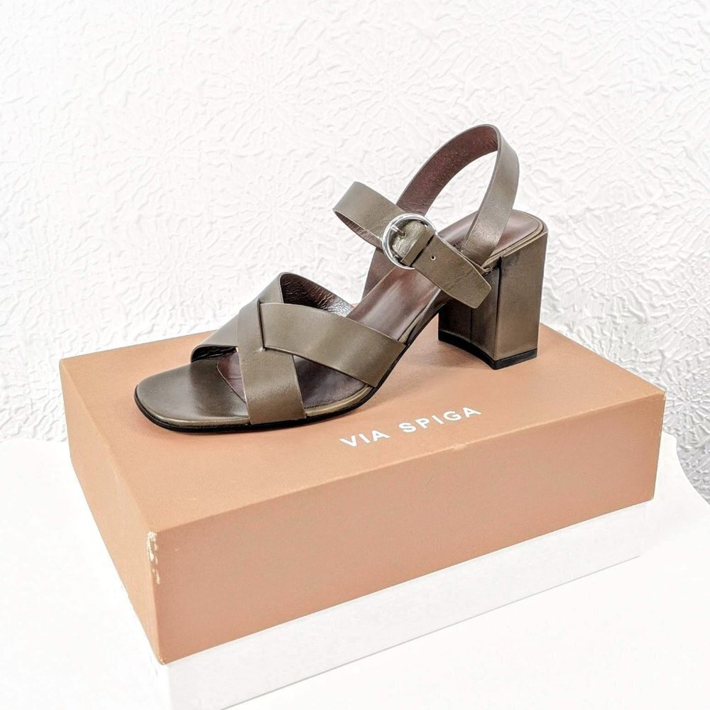 Via Spiga Opal Leather Block Heel Sandal